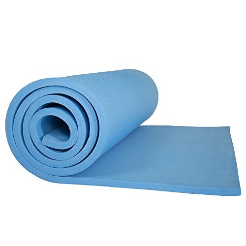 Wakeman Extra Thick Yoga Mat – Durable Comfort Non-Slip Foam Workout Mat for Fitness, Pilates, and Floor Exercises with Carrying Strap (Light Blue), 72" - Image 4