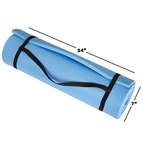 Wakeman Extra Thick Yoga Mat – Durable Comfort Non-Slip Foam Workout Mat for Fitness, Pilates, and Floor Exercises with Carrying Strap (Light Blue), 72" - Image 5