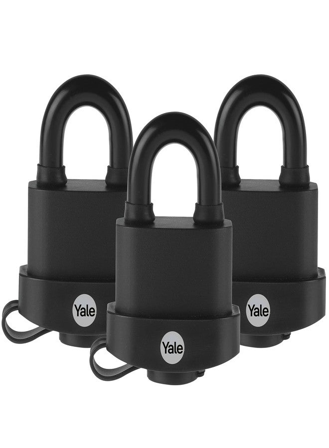 Yale 2-1/16" Wide high Security Weatherproof Laminated Padlock with 5/16" Shackle and 3 keyed Alike Keys for Outdoor gate, Fence, and Storage (3 Pack) - Image 1
