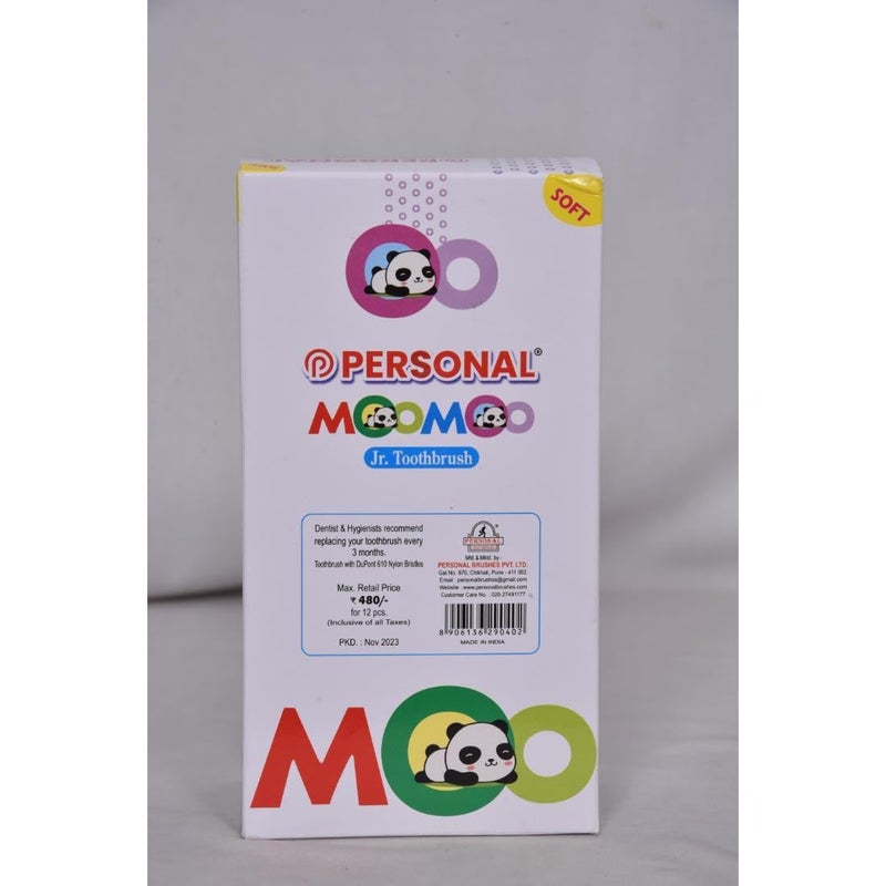 PERSONAL Moomoo Soft Reaches all the critical areas Manual Jr Toothbrush for Baby, 12 Pieces - Image 2