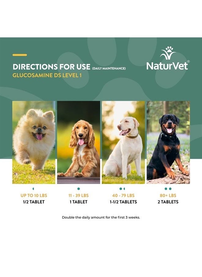 NaturVet - Glucosamine DS Level 1 Maintenance Care Hip & Joint Support Pet Supplement for Dogs & Cats –Glucosamine, Chondroitin, Antioxidants –Supports Cartilage, Joint Function – 150 Ct. - Image 1