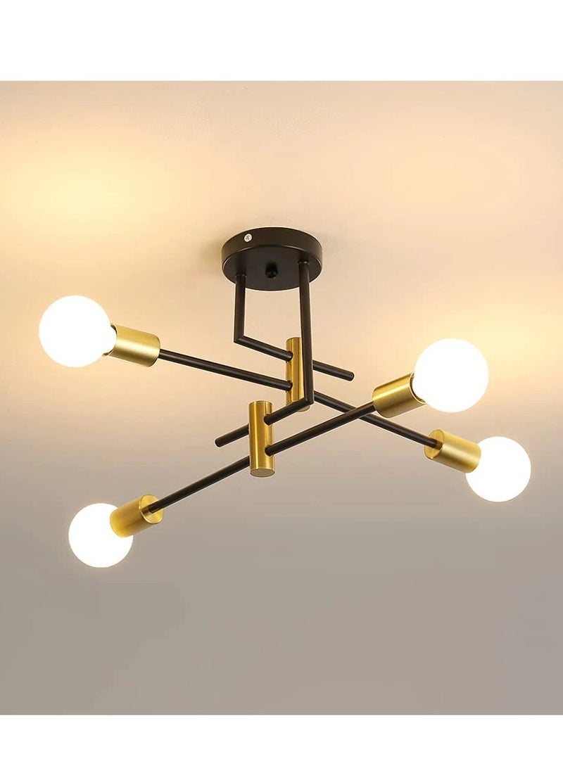 Goeco Industrial Chandelier, Vintage Ceiling Light E27 Diameter 70 Cm, Modern Chandeliers 4 Lights for Bedroom, Kitchen (Bulb Not Included)  - Image 1