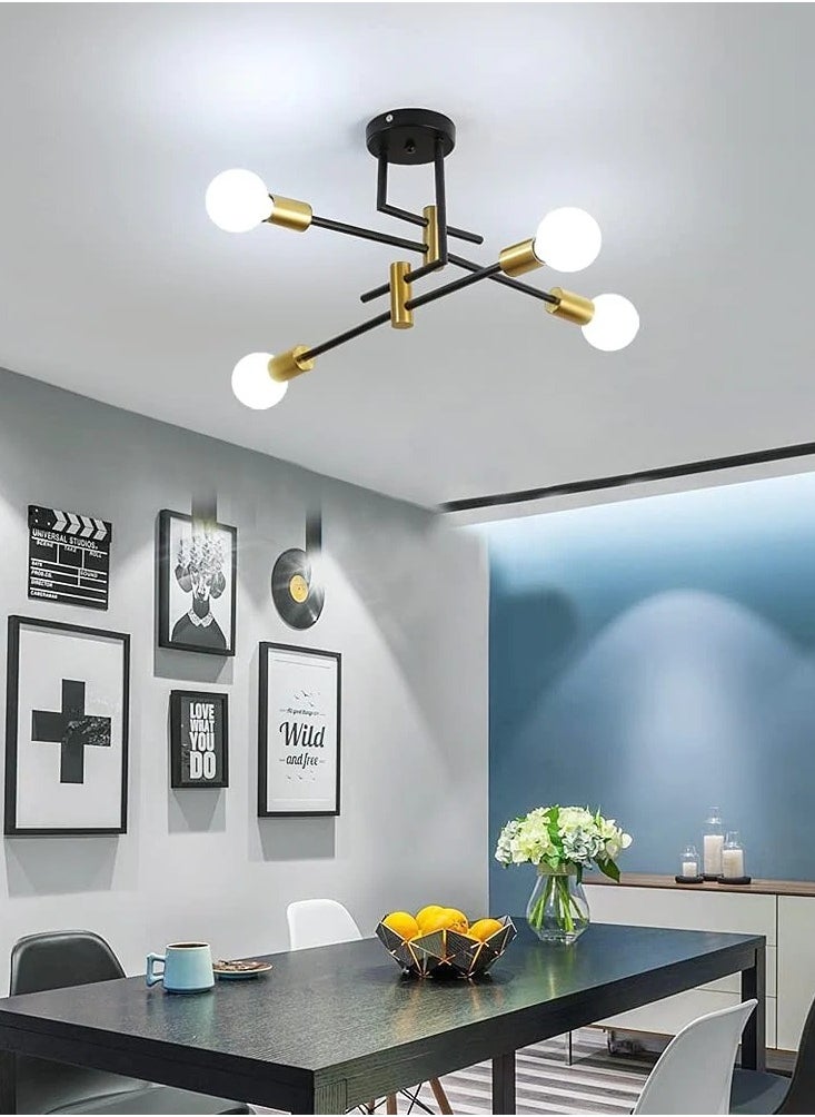 Goeco Industrial Chandelier, Vintage Ceiling Light E27 Diameter 70 Cm, Modern Chandeliers 4 Lights for Bedroom, Kitchen (Bulb Not Included)  - Image 5