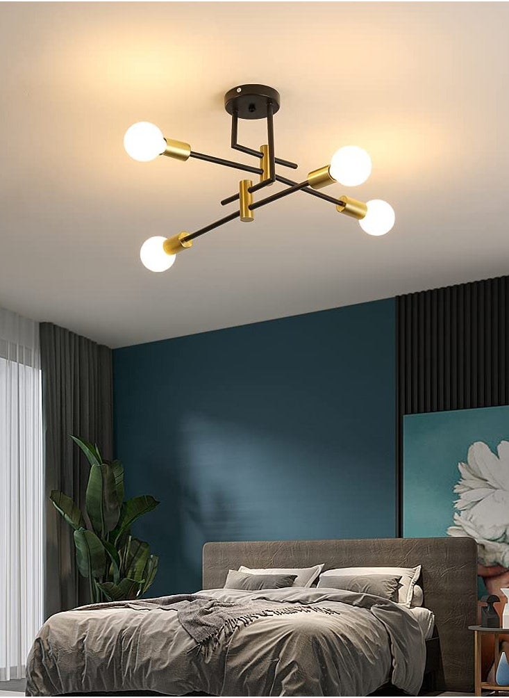 Goeco Industrial Chandelier, Vintage Ceiling Light E27 Diameter 70 Cm, Modern Chandeliers 4 Lights for Bedroom, Kitchen (Bulb Not Included)  - Image 4
