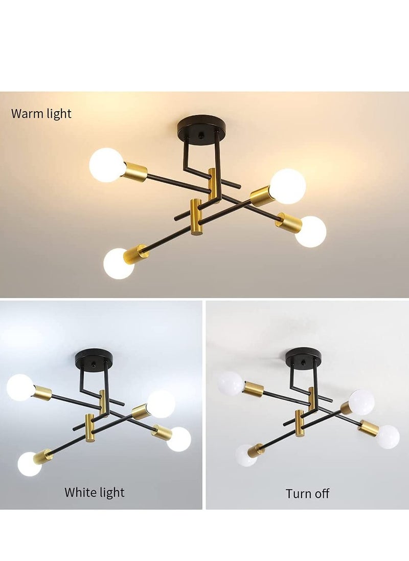Goeco Industrial Chandelier, Vintage Ceiling Light E27 Diameter 70 Cm, Modern Chandeliers 4 Lights for Bedroom, Kitchen (Bulb Not Included)  - Image 3