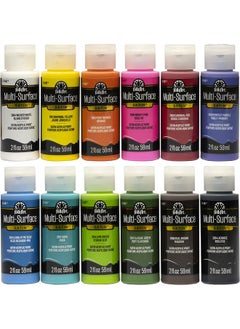 FolkArt Promo830 Multi Satin Finish Acrylic Craft Paint Set Designed For Beginners And Artists, Nontoxic Formula That Works On All Surfaces, 2 Oz, 2 Fl Oz (Pack Of 12), 12 Colors May Vary, 24  - Image 1