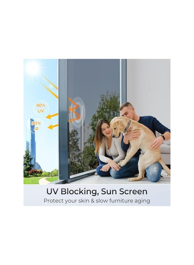 The Bros فيلم نافذة الخصوصية، تظليل نافذة للمنزل، حجب الشمس وحجب الأشعة فوق البنفسجية، غطاء باب زجاجي قابل للإزالة باللون الأسود والفضي، غطاء باب زجاجي قابل للإزالة باللون الأسود والفضي، 90 سم × 200 سم - Image 2