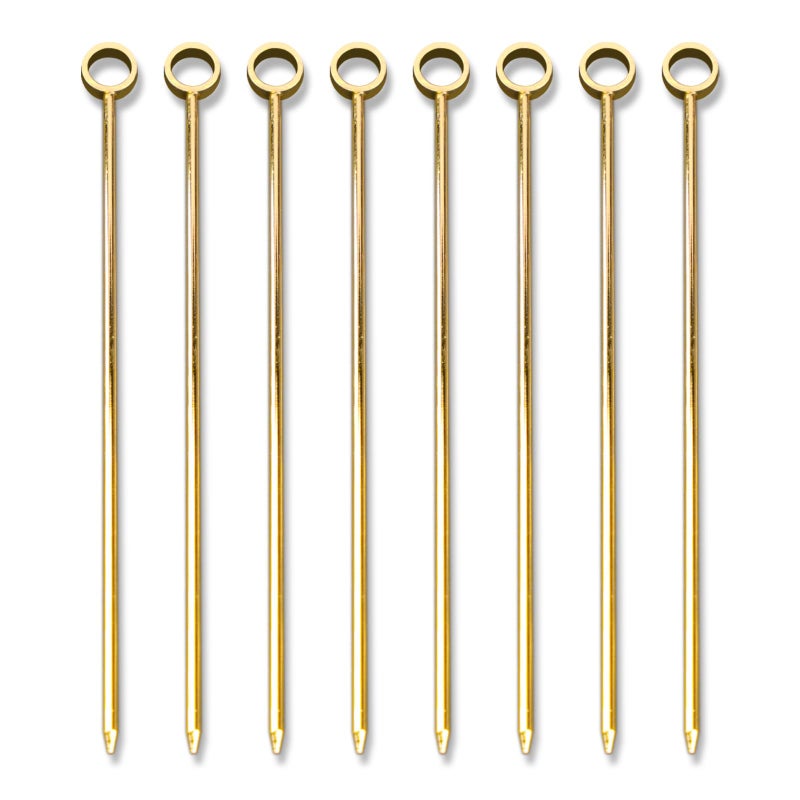 PuTwo Stainless Steel Metal Martini Picks 4 Pack of 8 in Gold