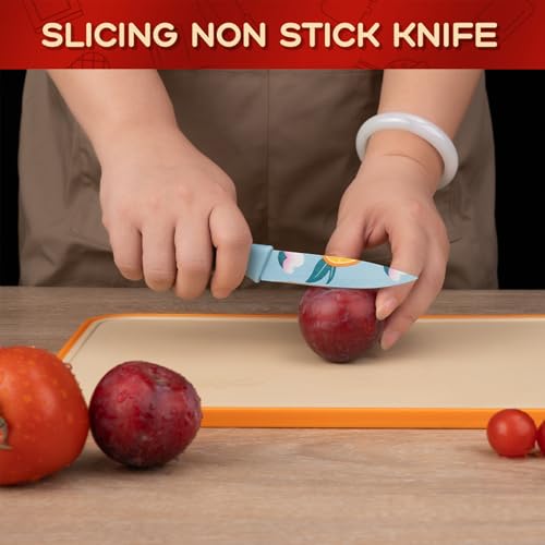 BOVTY Knife Set for Kitchen ^ Professional 3 Pieces High Carbon Stainless Steel Colour Printed Coated Chef Knife I Utility Knife I Sontuku Knife I Kitchen Knives with Ergonomic Handle. (Blue) - Image 4