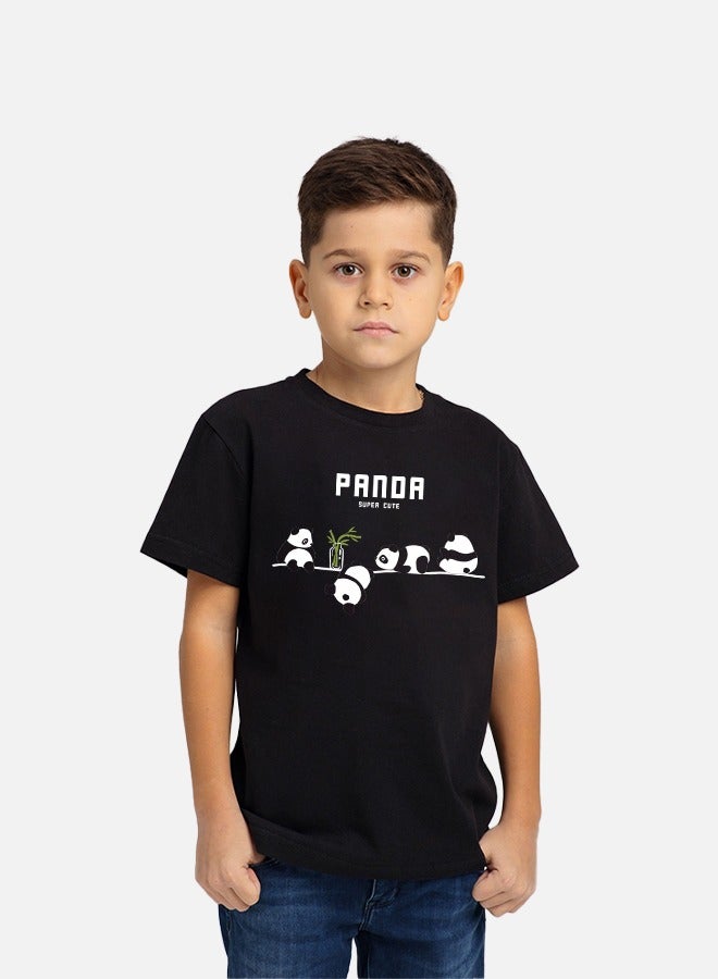 Cartoon Printed Short Sleeves, Cotton Breathable T-Shirts, Sweat-Absorbent, No Linting, Suitable For Girls And Boys In Summer/Black - Image 1