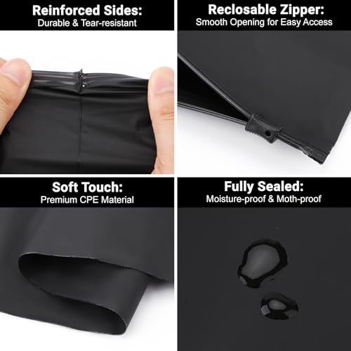Svaldo Black T Shirt Bags, 10x13 inch, Pack of 50, Frosted Zipper Bags for Clothes Packaging, Shipping, Mailing, Selling, Travel, Waterproof for Swimsuit, Bathing Suit, Pants, Stuffed Animals, File - Image 3