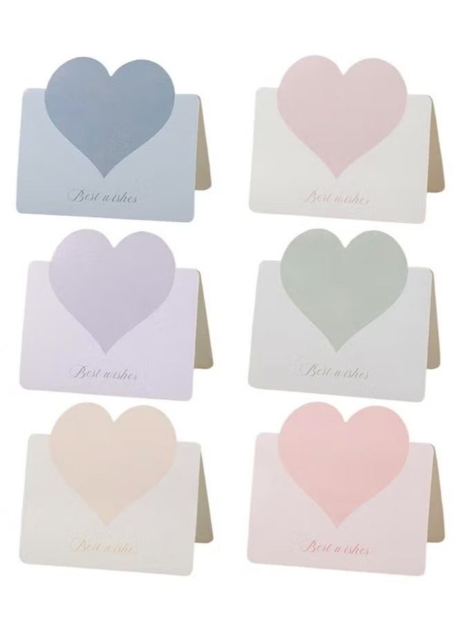 Generic 6 Pack Foldable Love Heart Greeting Cards, Assorted Color Romantic Heart Blank Cards Note Card for Wedding, Flower, Birthday  - Image 1