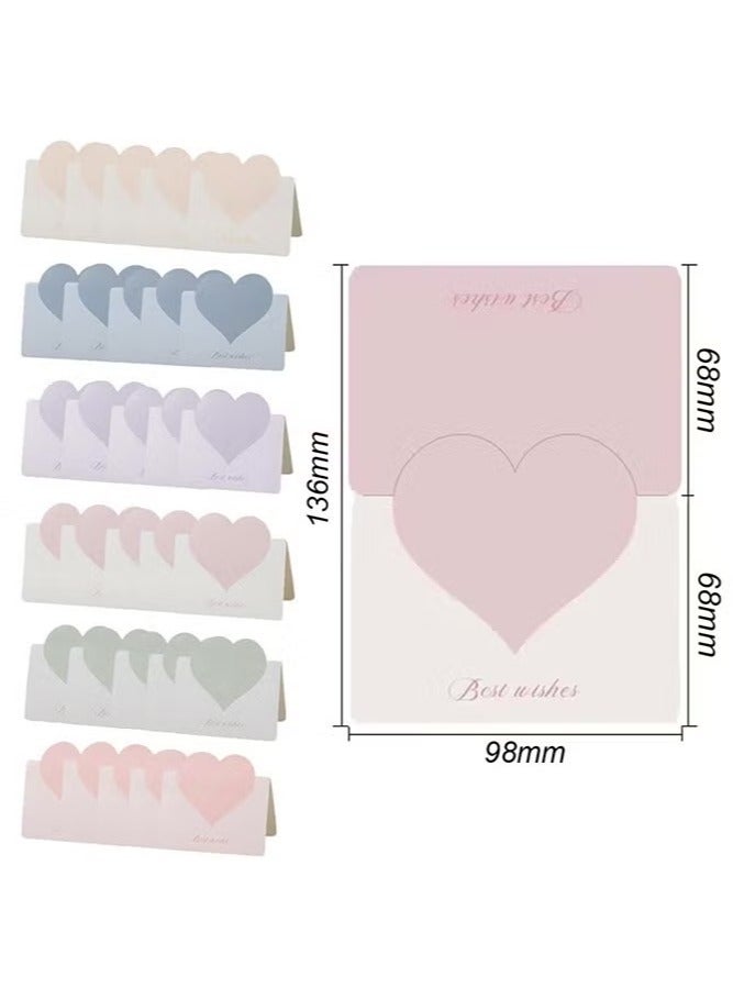 Generic 6 Pack Foldable Love Heart Greeting Cards, Assorted Color Romantic Heart Blank Cards Note Card for Wedding, Flower, Birthday  - Image 2