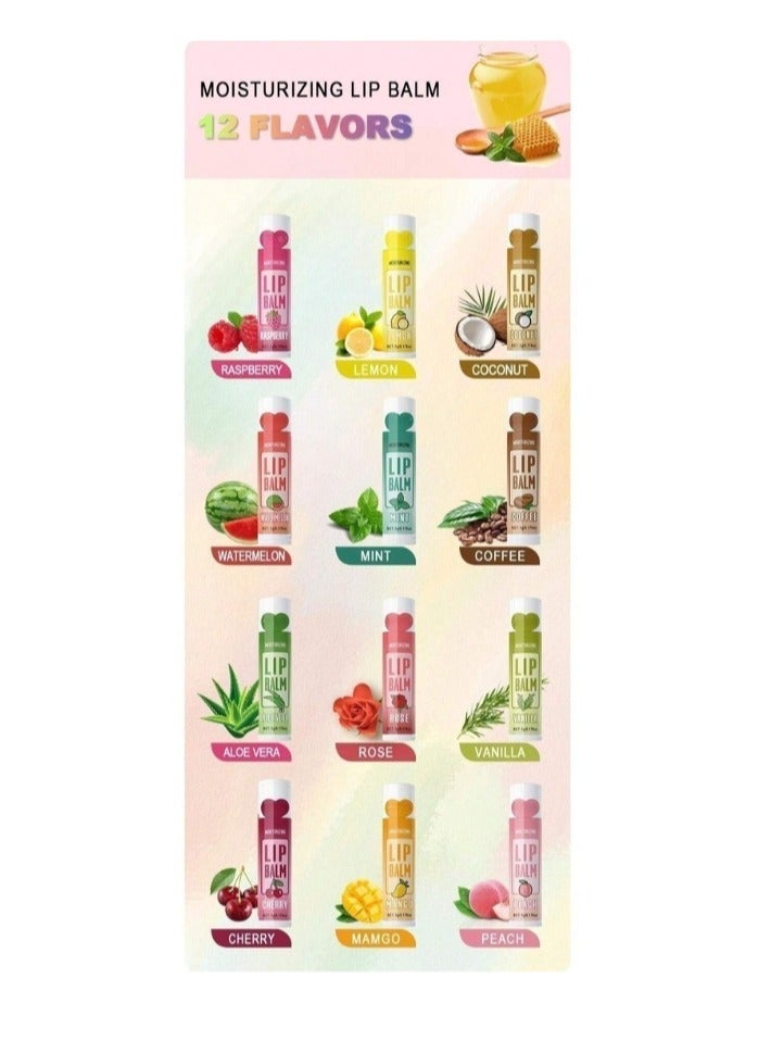 36 pieces of Lip balm extracted from natural fruits, moisturizing and soothing to repair dry and cracked lips -  12 different and distinctive flavors - Image 3