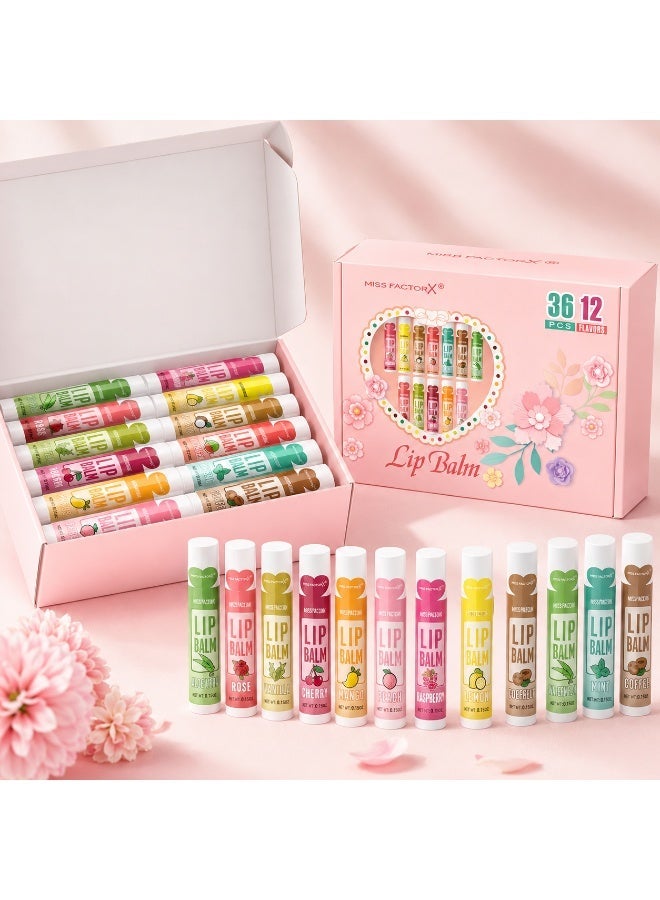 36 pieces of Lip balm extracted from natural fruits, moisturizing and soothing to repair dry and cracked lips -  12 different and distinctive flavors - Image 2
