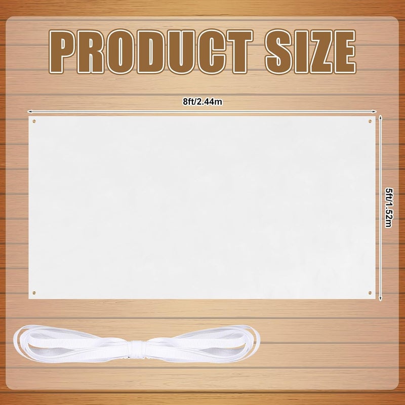 Zonon Large Blank Banners And Signs Polyester Oxford Cloth Sublimation Banner To Decorate With Hanging Rope For Indoor Wall Outdoor Easy to Hang DIY Signs For Business Office(White,5 x 8 Feet) - Image 2