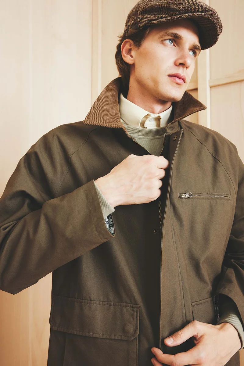 ديفاكتو Regular Fit Shirt Collar Lined Cotton Zippered Jacket