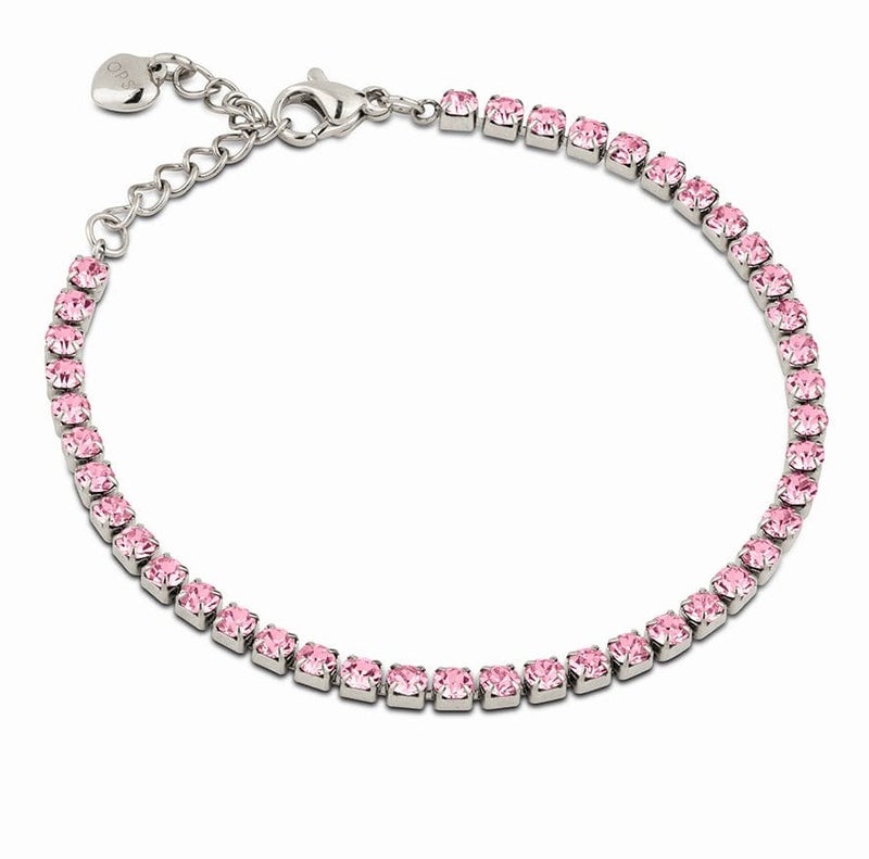 Luxuria Silver bracelet in various colors, made of stainless steel with pink crystals. - Image 1