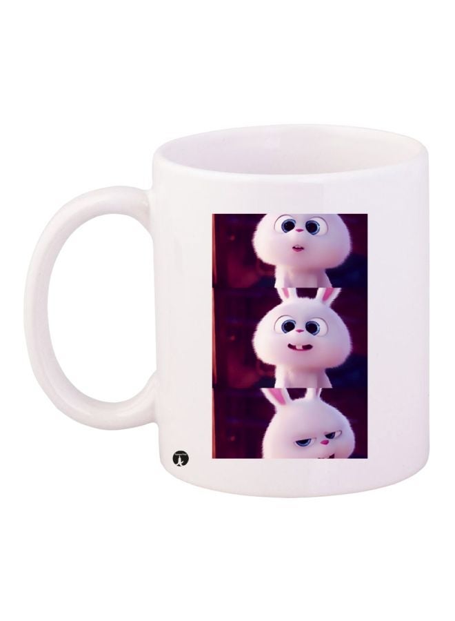 RYN Cartoon Printed Coffee Mug White/Blue/Pink 11ounce