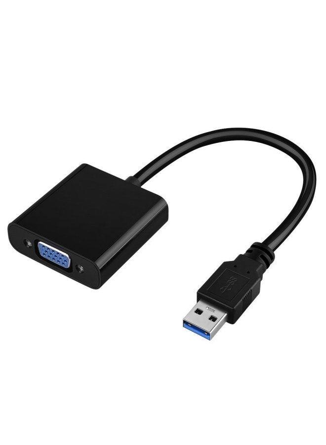 Usb To Vga Adapter Cable With Audio Usb To Vga Converter Cable HD Video Adapter Cable-Color:Black Ordinary - Image 1