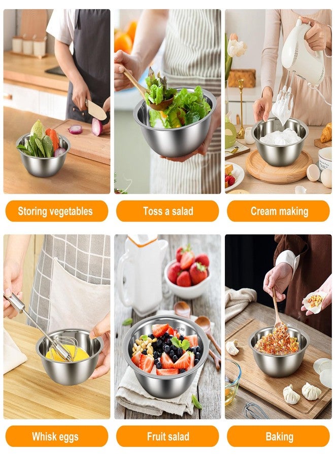 TMWEFUSC 10 Pack Stainless Steel Bowls ，Nesting Mixing Bowl Set with Scale Marks, 5 Different Size (4.5, 3,2,1.5,0.7QT) Baking Bowls Mixing Set for Kitchen Food Storage, Cooking, Baking (10) - Image 5