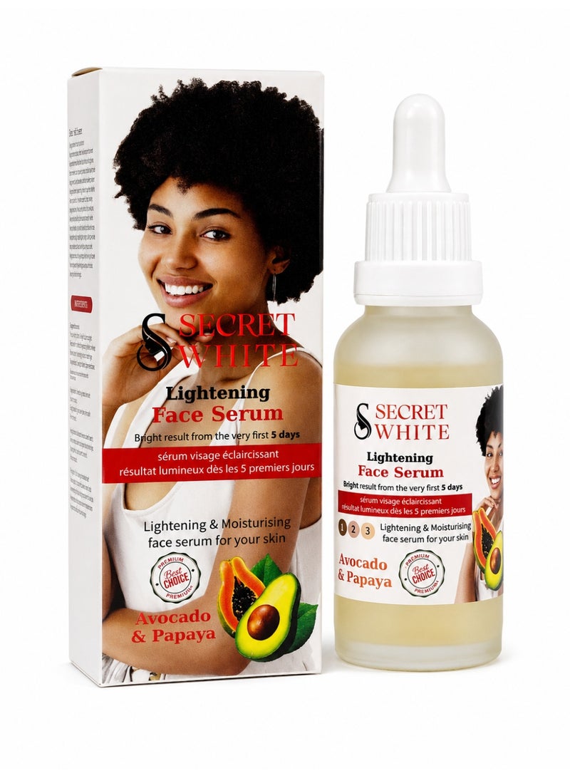 Secret White Lightening Face Serum with Avocado & Papaya, 30ml - Image 1