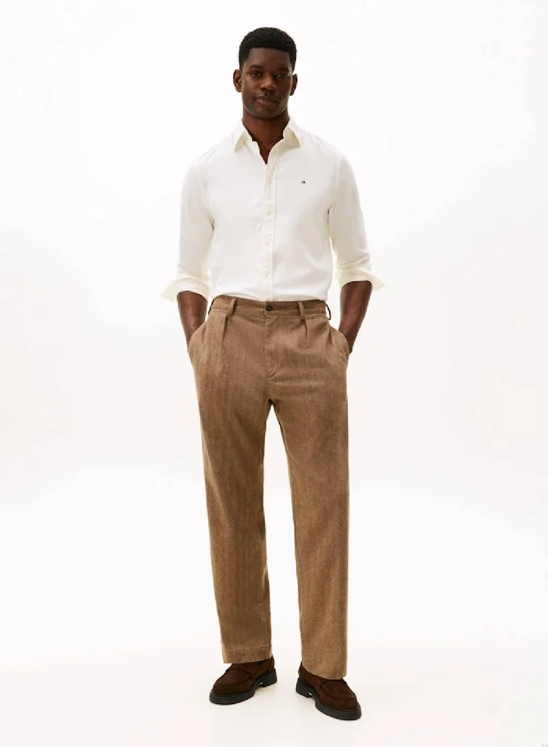 TOMMY HILFIGER Ivory Silk TH Flex Regular Fit Flannel Shirt for Men | Best Price UAE