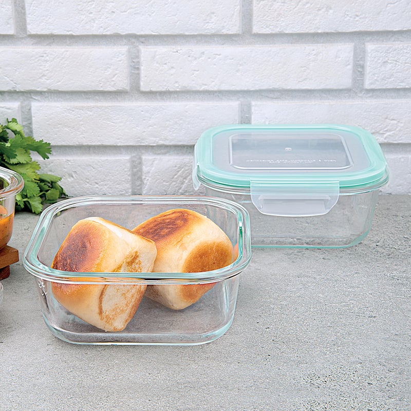 La Opala Cook Serve Store 100% Borosilicate Glass Storage Container | Clip N Store with Air-Tight Snap Lid | Square 800 ml | Microwave & Oven Proof | Dishwasher & Freezer Proof | Transparent - Image 5