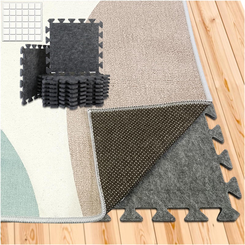 BXI Soundproof Interlocking Rug Pad 16 Pcs 11x 11 x 04 inches Non Slip Rug Pads High Density Noise Reduction Puzzle Felt Carpet Padding Rug Mat Protects and Adds Cushion for Hardwood Floor