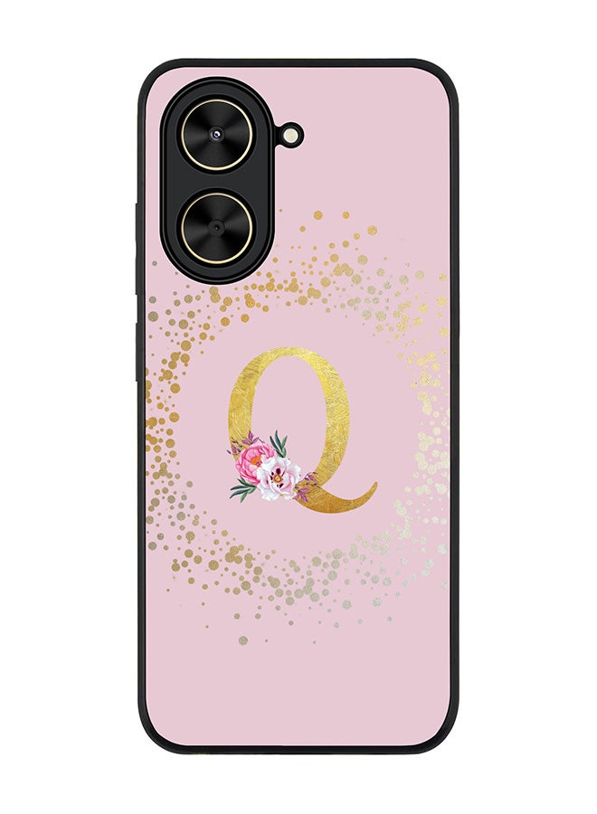 Stylizedd For Xiaomi Poco C71 / Redmi A5 4G Case,Slim fit Camera Protection, Shockproof Thin Phone cover  - Custom Monogram Floral - Q  (Pink )