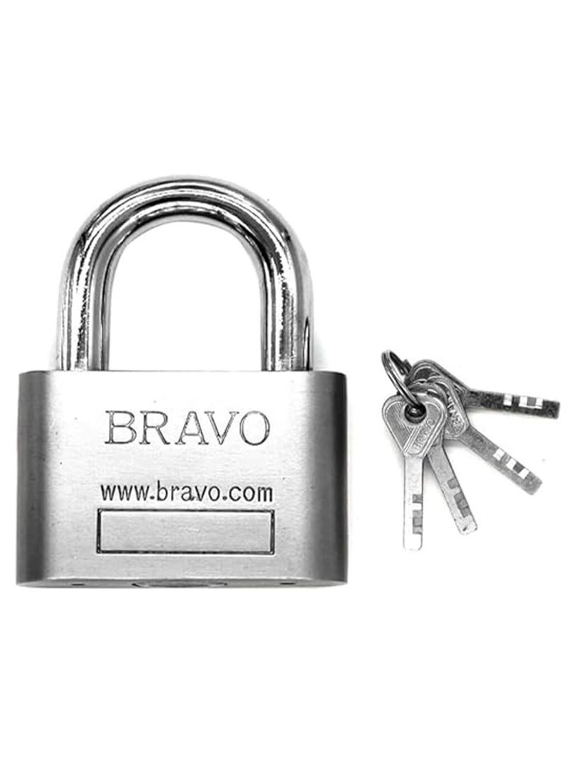 Bravo Bravo Security Lock for Warehouses and Motorcycles, 40 mm, Set of 4 Keys and 1 Lock, Silver  - Image 1