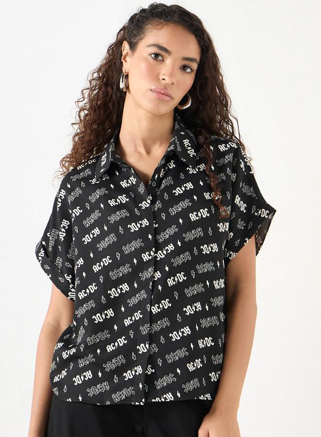 SP Characters AC/DC Printed Shirt with Collar and Short Sleeves - Image 1