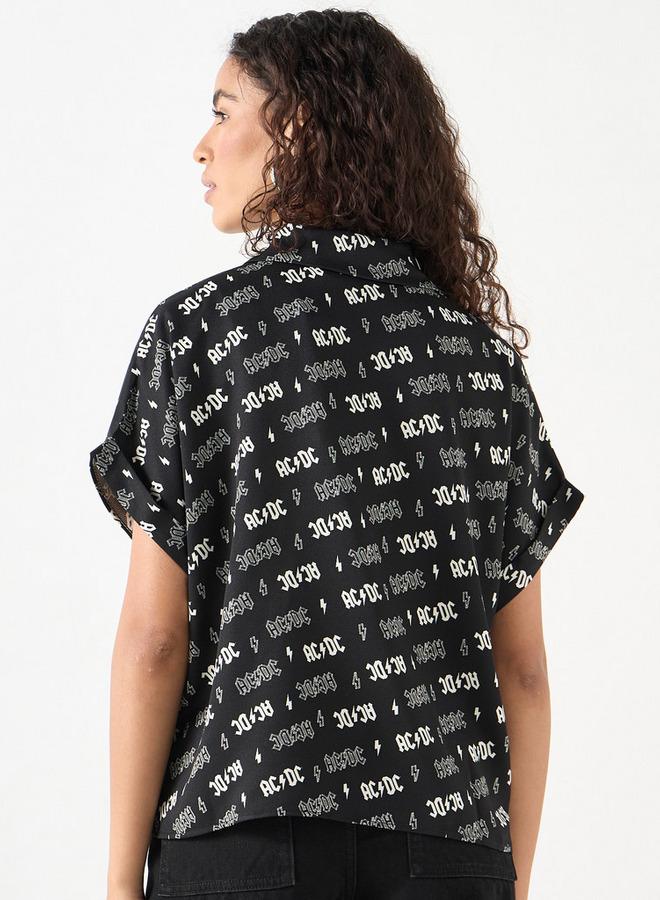 SP Characters AC/DC Printed Shirt with Collar and Short Sleeves - Image 3