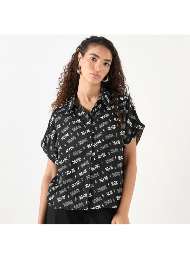 SP Characters AC/DC Printed Shirt with Collar and Short Sleeves  - Image 1