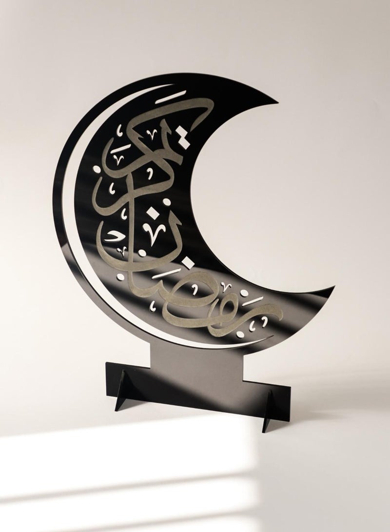 LOWHA Acrylic Decor Stand in Crescent Shape Engraved with Ramadan Kareem Design - Image 2