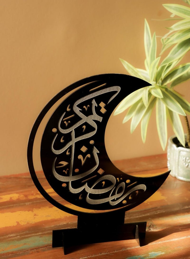 LOWHA Acrylic Decor Stand in Crescent Shape Engraved with Ramadan Kareem Design - Image 3