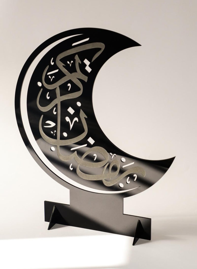 LOWHA Acrylic Decor Stand in Crescent Shape Engraved with Ramadan Kareem Design - Image 4