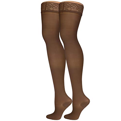 Truform Sheer Compression Stockings 3040 mmHg Womens Thigh High Length 30 Denier Taupe Medium - Image 5
