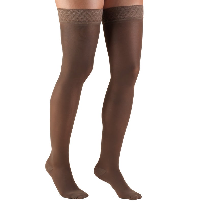 Truform Sheer Compression Stockings 3040 mmHg Womens Thigh High Length 30 Denier Taupe Medium - Image 3