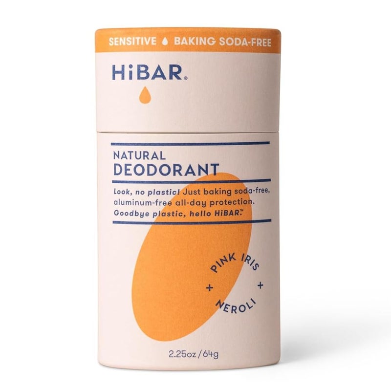 HiBAR Pink Iris & Neroli Sensitive Deodorant - Gentle on Skin, Neutralizes Odor, Absorbs Moisture, Smooth Application, Long-Lasting Protection, Aluminum & Paraben Free