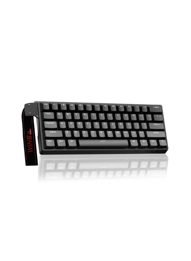 AULA WIN60 HE 60% Magnetic Gaming Keyboard with Gray Wood Magnetic Switch, Hall Effect Technology, Rapid Trigger, Adjustable Actuation 0.08–3.4mm, 8000Hz Polling Rate, 32K Scan Rate, 0.01mm Accuracy, Gasket Mount, RGB Backlit, USB-C Wired, Hot-Swappable | Black - Image 1