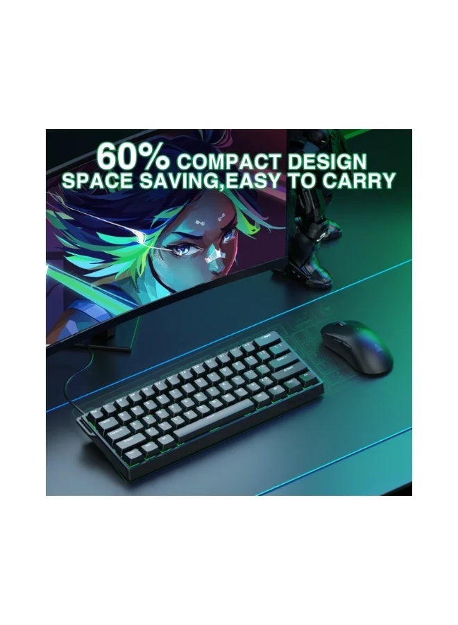 AULA WIN60 HE 60% Magnetic Gaming Keyboard with Gray Wood Magnetic Switch, Hall Effect Technology, Rapid Trigger, Adjustable Actuation 0.08–3.4mm, 8000Hz Polling Rate, 32K Scan Rate, 0.01mm Accuracy, Gasket Mount, RGB Backlit, USB-C Wired, Hot-Swappable | Black - Image 4