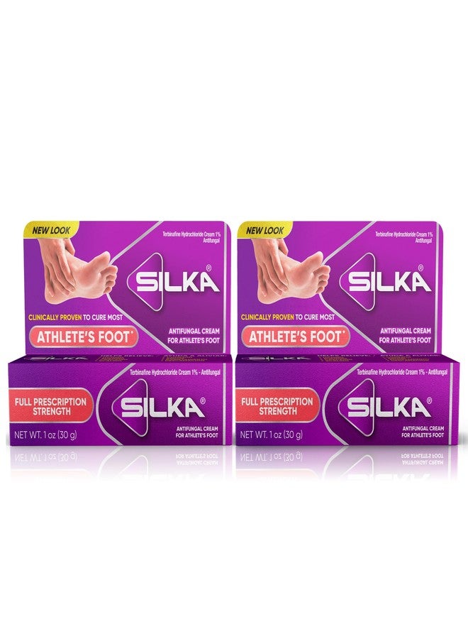Silka Antifungal Cream, Clinical Anti-Fungus Foot Treatment, Results in 1 Week, Maximum Strength Athlete’s Foot Treatment, Jock Itch, Ringworm Treatment for Humans, Terbinafine Cream, 1oz- 2 Pack - Image 1
