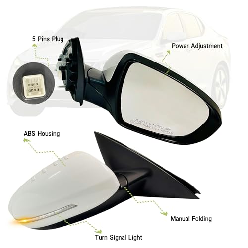 VMDCcdz Left Driver Side Mirror Compatible with 2011-2013 Kia Optima Rear View Mirror With In-housing Signal Light, Manual Folding Power Glass Non-Heated - Image 4