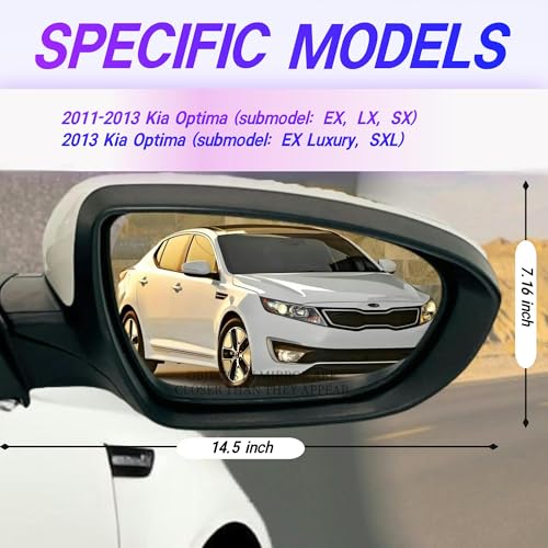 VMDCcdz Left Driver Side Mirror Compatible with 2011-2013 Kia Optima Rear View Mirror With In-housing Signal Light, Manual Folding Power Glass Non-Heated - Image 3