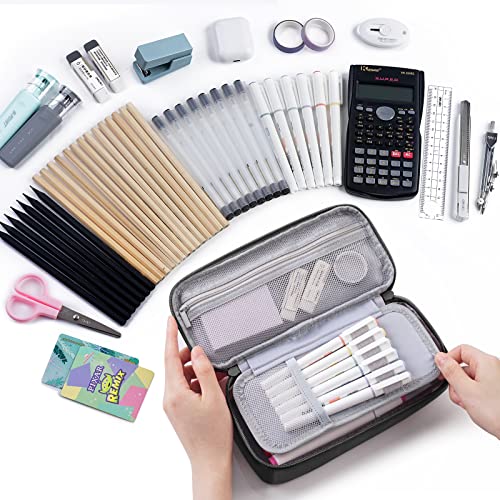 WEMATE Pencil Case, Large Storage Organizer for Stationery, Back - to - School Essential, Teacher Must - have, Big Pencil Pouch, Marker Case School Supplies for College & High School Grey - Image 2