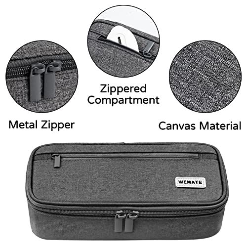 WEMATE Pencil Case, Large Storage Organizer for Stationery, Back - to - School Essential, Teacher Must - have, Big Pencil Pouch, Marker Case School Supplies for College & High School Grey - Image 3