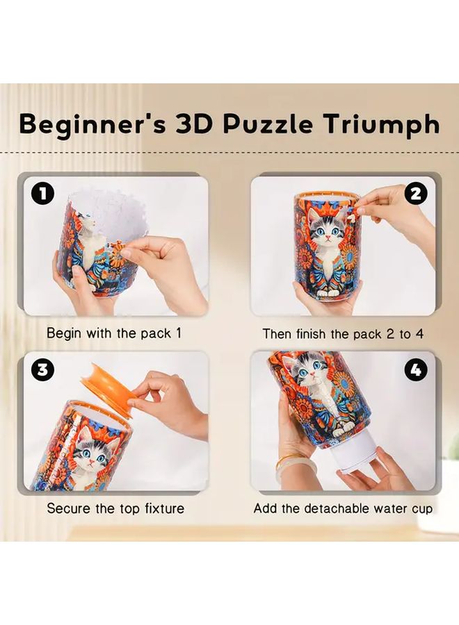 3D Puzzle Vase Rich Cat 162 Pcs Floral Design Creative Home Decor Gift - Image 4