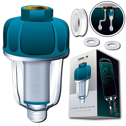 ORBON 40µm Inline Geyser Water Heater Filter for Whole House | Geyser Inlet Sediment Cleaner | Portable Mesh Filter for Under Sink | 1/2'' MNPT+FNPT | 1 Unit - Image 1