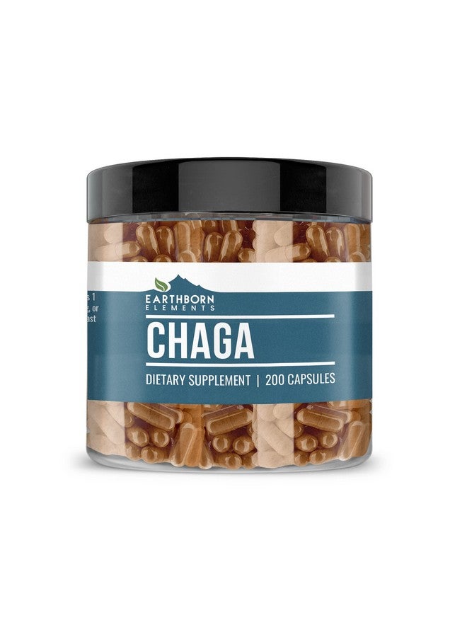 Earthborn Elements Chaga Mushroom Extract 200 Capsules, Pure & Undiluted, No Additives - Image 1